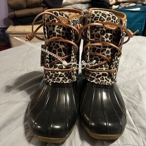 Sperry leopard print boots